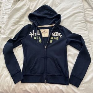 Y2K Vintage Hollister Navy Blue Zip Up Hoodie Jacket